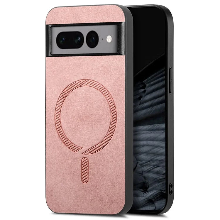 For Google Pixel 7 Pro 5G Leather Back Case Compatible with MagSafe Skin-Touch Phone Cover