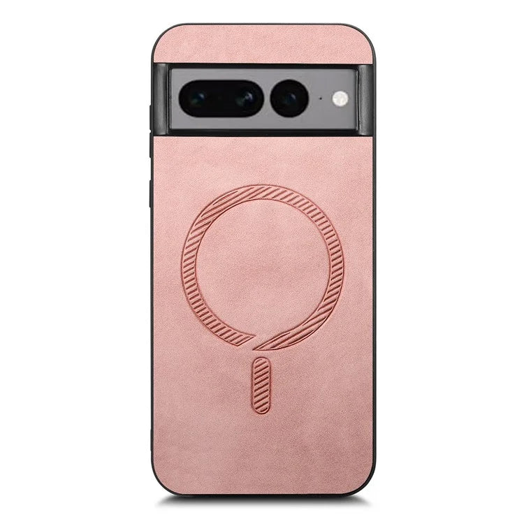 For Google Pixel 7 Pro 5G Leather Back Case Compatible with MagSafe Skin-Touch Phone Cover