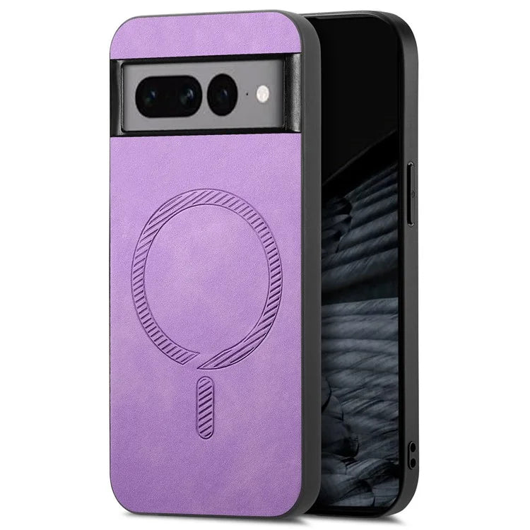 For Google Pixel 7 Pro 5G Leather Back Case Compatible with MagSafe Skin-Touch Phone Cover