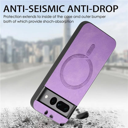 For Google Pixel 7 Pro 5G Leather Back Case Compatible with MagSafe Skin-Touch Phone Cover