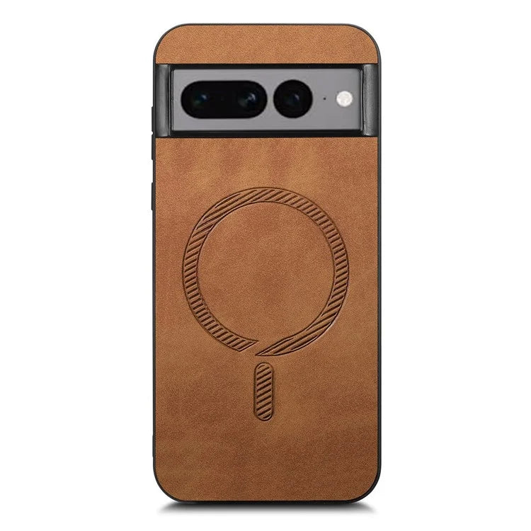 For Google Pixel 7 Pro 5G Leather Back Case Compatible with MagSafe Skin-Touch Phone Cover