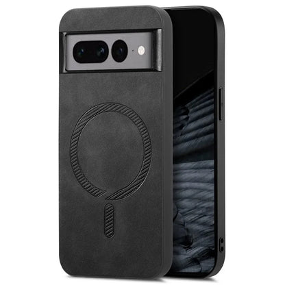 For Google Pixel 7 Pro 5G Leather Back Case Compatible with MagSafe Skin-Touch Phone Cover