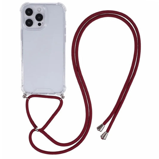 For iPhone 16 Pro Max Crossbody Case Acrylic + TPU Transparent Phone Cover Reinforced Corners