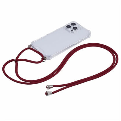 For iPhone 16 Pro Max Crossbody Case Acrylic + TPU Transparent Phone Cover Reinforced Corners