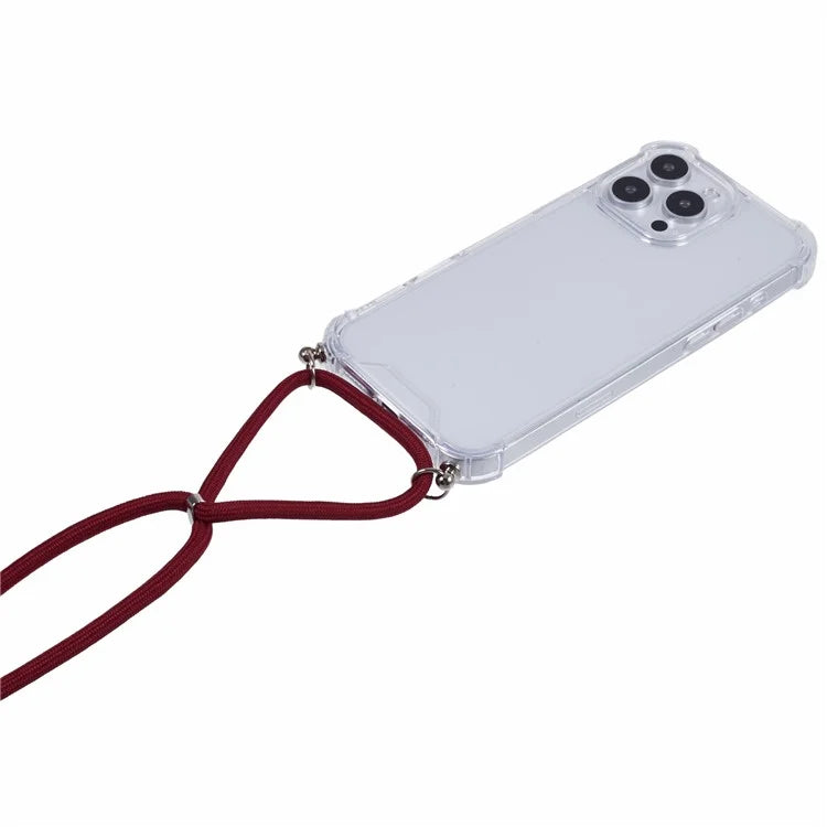 For iPhone 16 Pro Max Crossbody Case Acrylic + TPU Transparent Phone Cover Reinforced Corners