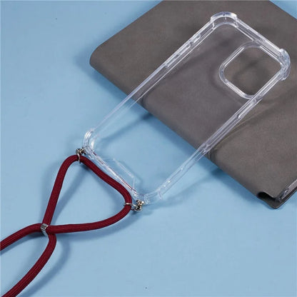 For iPhone 16 Pro Max Crossbody Case Acrylic + TPU Transparent Phone Cover Reinforced Corners