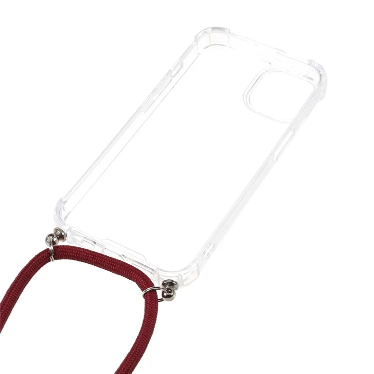 For iPhone 16 Pro Max Crossbody Case Acrylic + TPU Transparent Phone Cover Reinforced Corners