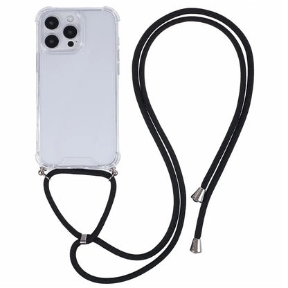 For iPhone 16 Pro Max Crossbody Case Acrylic + TPU Transparent Phone Cover Reinforced Corners