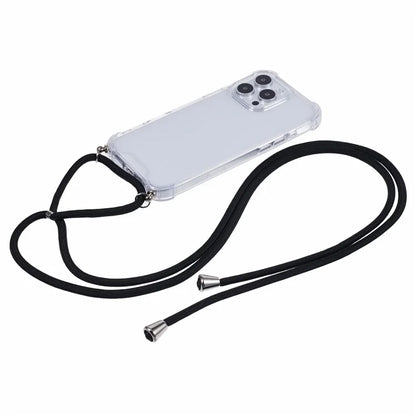For iPhone 16 Pro Max Crossbody Case Acrylic + TPU Transparent Phone Cover Reinforced Corners