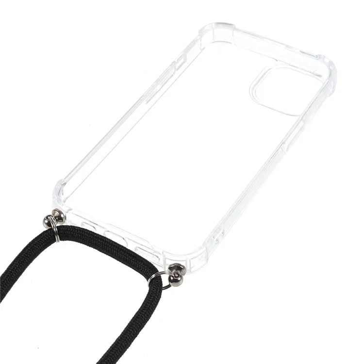 For iPhone 16 Pro Max Crossbody Case Acrylic + TPU Transparent Phone Cover Reinforced Corners