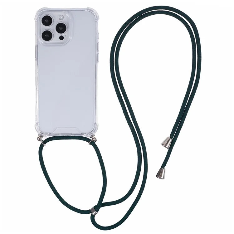 For iPhone 16 Pro Max Crossbody Case Acrylic + TPU Transparent Phone Cover Reinforced Corners