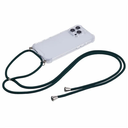For iPhone 16 Pro Max Crossbody Case Acrylic + TPU Transparent Phone Cover Reinforced Corners