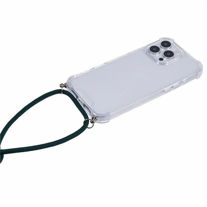 For iPhone 16 Pro Max Crossbody Case Acrylic + TPU Transparent Phone Cover Reinforced Corners