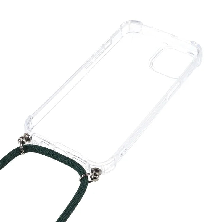 For iPhone 16 Pro Max Crossbody Case Acrylic + TPU Transparent Phone Cover Reinforced Corners