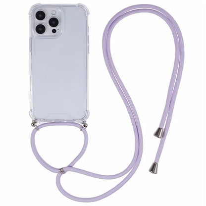 For iPhone 16 Pro Max Crossbody Case Acrylic + TPU Transparent Phone Cover Reinforced Corners