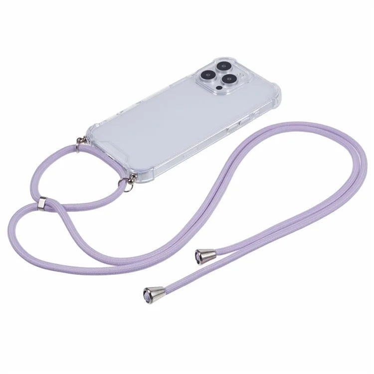 For iPhone 16 Pro Max Crossbody Case Acrylic + TPU Transparent Phone Cover Reinforced Corners