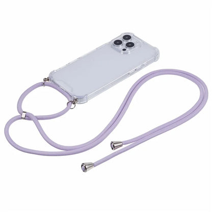For iPhone 16 Pro Max Crossbody Case Acrylic + TPU Transparent Phone Cover Reinforced Corners