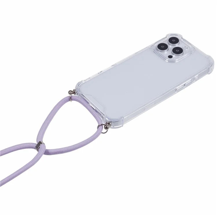 For iPhone 16 Pro Max Crossbody Case Acrylic + TPU Transparent Phone Cover Reinforced Corners