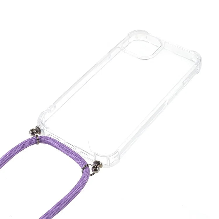 For iPhone 16 Pro Max Crossbody Case Acrylic + TPU Transparent Phone Cover Reinforced Corners