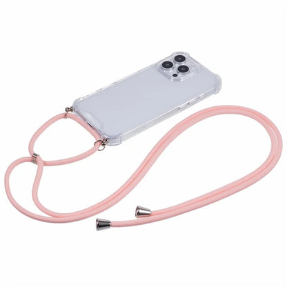 For iPhone 16 Pro Max Crossbody Case Acrylic + TPU Transparent Phone Cover Reinforced Corners