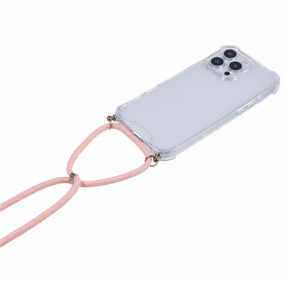 For iPhone 16 Pro Max Crossbody Case Acrylic + TPU Transparent Phone Cover Reinforced Corners