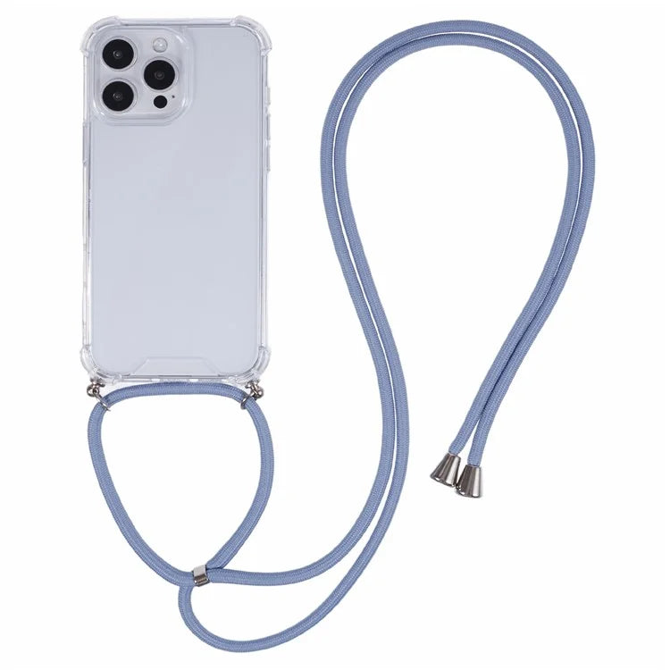 For iPhone 16 Pro Max Crossbody Case Acrylic + TPU Transparent Phone Cover Reinforced Corners