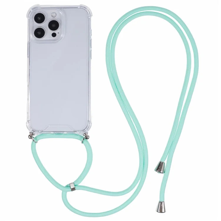 For iPhone 16 Pro Max Crossbody Case Acrylic + TPU Transparent Phone Cover Reinforced Corners