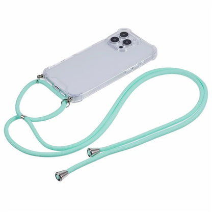 For iPhone 16 Pro Max Crossbody Case Acrylic + TPU Transparent Phone Cover Reinforced Corners