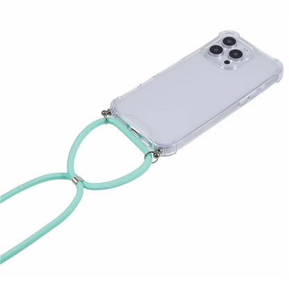 For iPhone 16 Pro Max Crossbody Case Acrylic + TPU Transparent Phone Cover Reinforced Corners