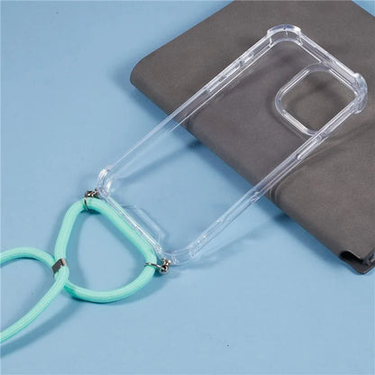 For iPhone 16 Pro Max Crossbody Case Acrylic + TPU Transparent Phone Cover Reinforced Corners
