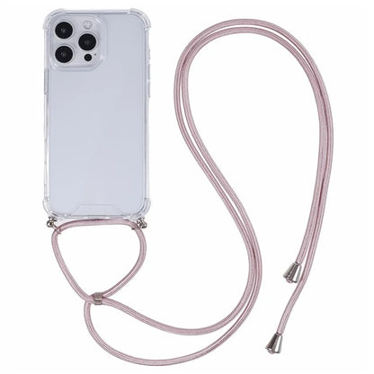 For iPhone 16 Pro Max Crossbody Case Acrylic + TPU Transparent Phone Cover Reinforced Corners