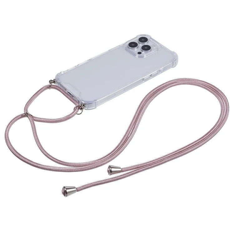 For iPhone 16 Pro Max Crossbody Case Acrylic + TPU Transparent Phone Cover Reinforced Corners