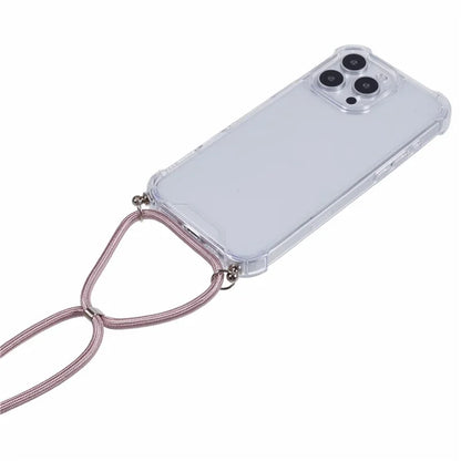 For iPhone 16 Pro Max Crossbody Case Acrylic + TPU Transparent Phone Cover Reinforced Corners