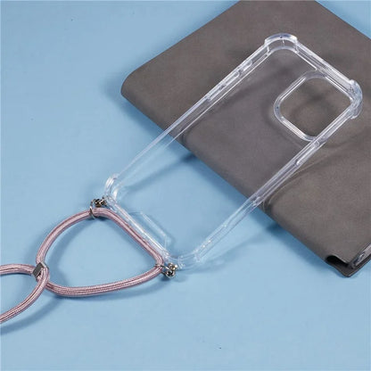For iPhone 16 Pro Max Crossbody Case Acrylic + TPU Transparent Phone Cover Reinforced Corners