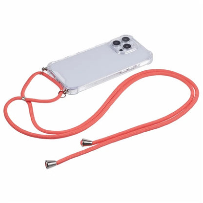 For iPhone 16 Pro Max Crossbody Case Acrylic + TPU Transparent Phone Cover Reinforced Corners