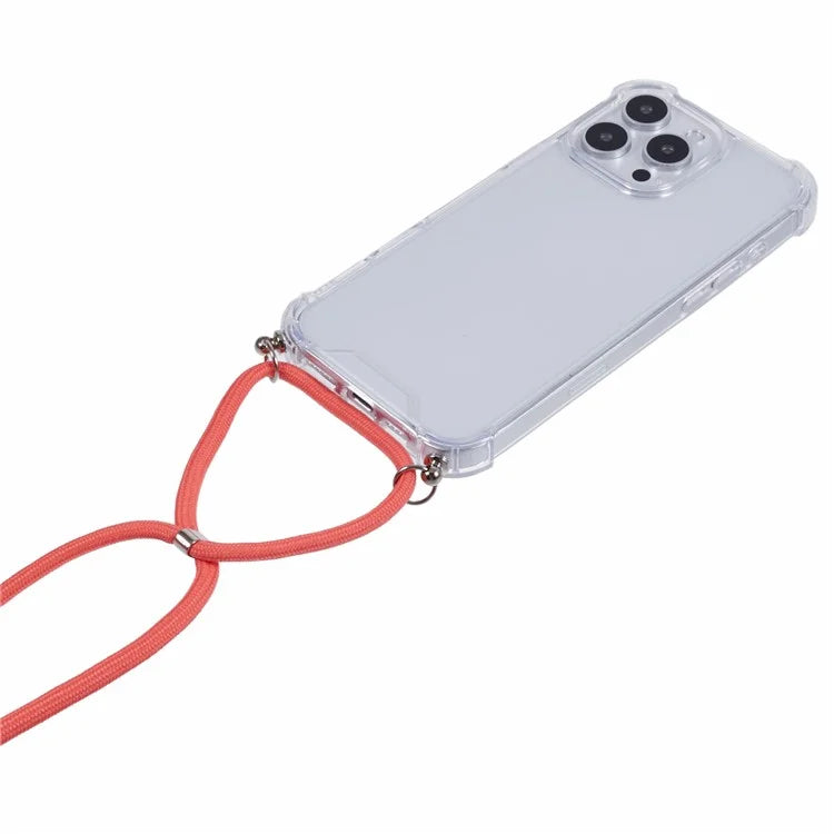 For iPhone 16 Pro Max Crossbody Case Acrylic + TPU Transparent Phone Cover Reinforced Corners