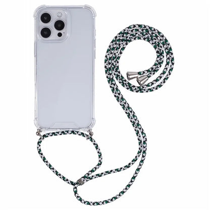 For iPhone 16 Pro Max Crossbody Case Acrylic + TPU Transparent Phone Cover Reinforced Corners