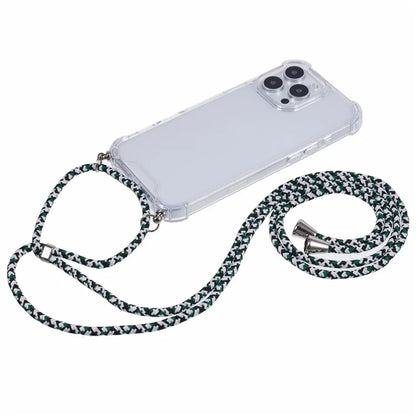 For iPhone 16 Pro Max Crossbody Case Acrylic + TPU Transparent Phone Cover Reinforced Corners