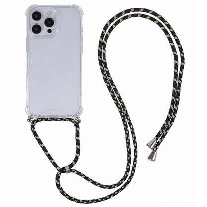 For iPhone 16 Pro Max Crossbody Case Acrylic + TPU Transparent Phone Cover Reinforced Corners
