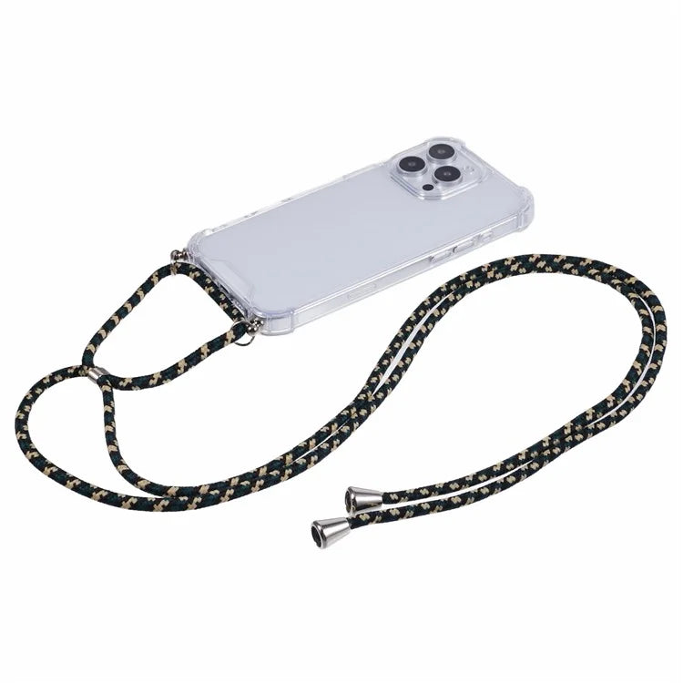 For iPhone 16 Pro Max Crossbody Case Acrylic + TPU Transparent Phone Cover Reinforced Corners