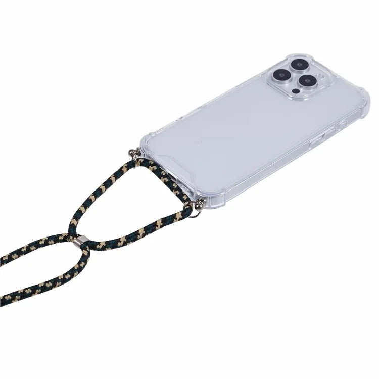 For iPhone 16 Pro Max Crossbody Case Acrylic + TPU Transparent Phone Cover Reinforced Corners