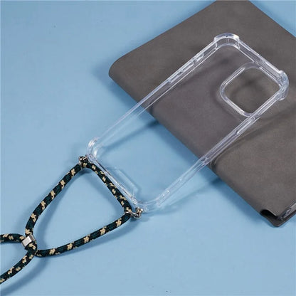 For iPhone 16 Pro Max Crossbody Case Acrylic + TPU Transparent Phone Cover Reinforced Corners