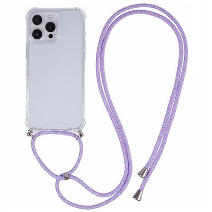 For iPhone 16 Pro Max Crossbody Case Acrylic + TPU Transparent Phone Cover Reinforced Corners