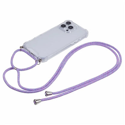 For iPhone 16 Pro Max Crossbody Case Acrylic + TPU Transparent Phone Cover Reinforced Corners