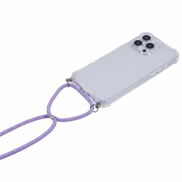 For iPhone 16 Pro Max Crossbody Case Acrylic + TPU Transparent Phone Cover Reinforced Corners