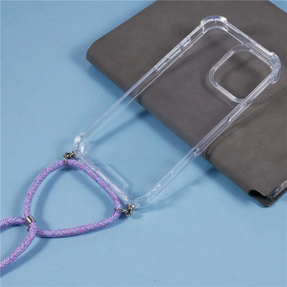 For iPhone 16 Pro Max Crossbody Case Acrylic + TPU Transparent Phone Cover Reinforced Corners