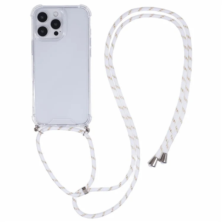 For iPhone 16 Pro Max Crossbody Case Acrylic + TPU Transparent Phone Cover Reinforced Corners
