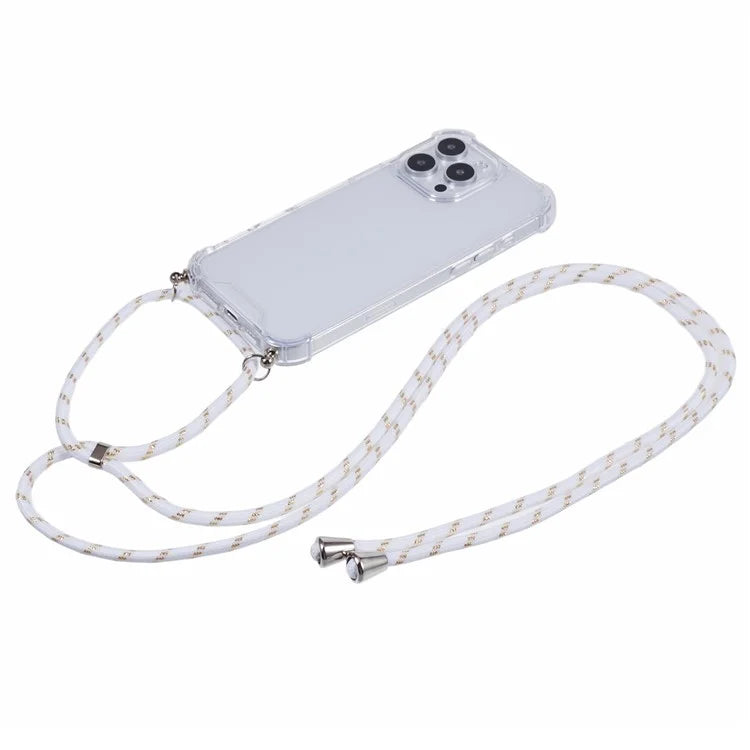 For iPhone 16 Pro Max Crossbody Case Acrylic + TPU Transparent Phone Cover Reinforced Corners