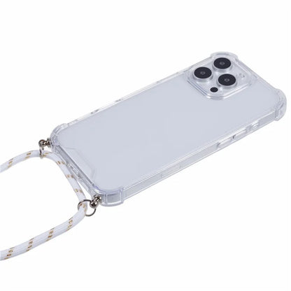 For iPhone 16 Pro Max Crossbody Case Acrylic + TPU Transparent Phone Cover Reinforced Corners