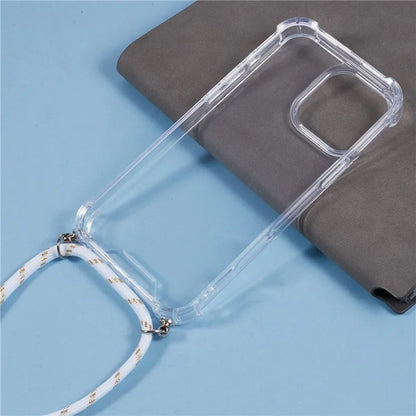 For iPhone 16 Pro Max Crossbody Case Acrylic + TPU Transparent Phone Cover Reinforced Corners